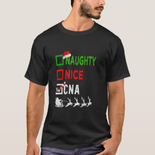 Nice Naughty Nurse CNA Nurse Santa Hat Kerstmis T-shirt