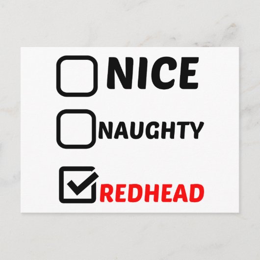 NICE NAUGHTY REDHEAD BRIEFKAART (Voorkant)