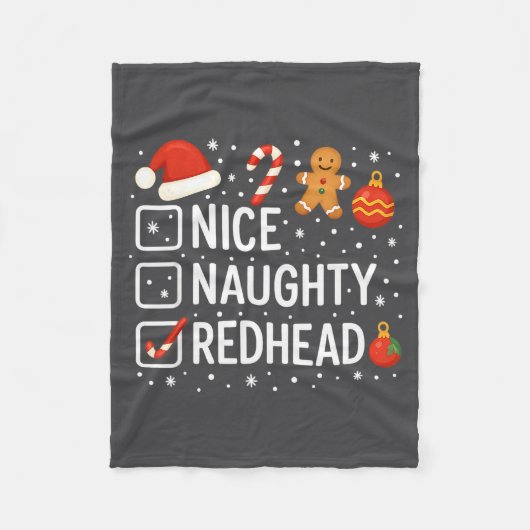 Nice Naughty Redhead Funny Christmas Quote Fleece Deken (Voorkant)