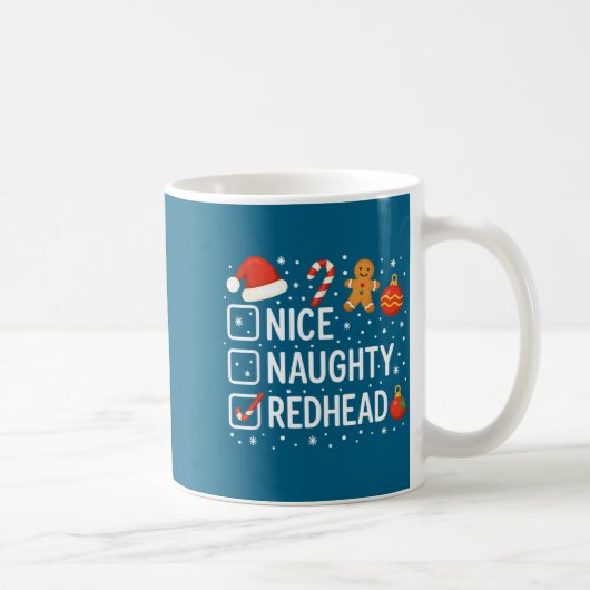 Nice Naughty Redhead Funny Christmas Quote  Koffiemok (Rechts)
