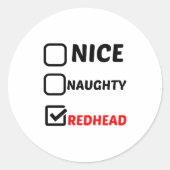 NICE NAUGHTY REDHEAD RONDE STICKER (Voorkant)