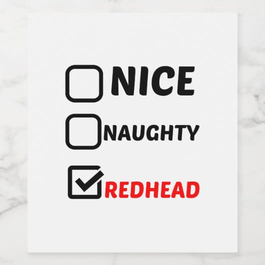 NICE NAUGHTY REDHEAD WIJN ETIKET (Enkel label)