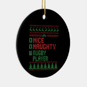 Nice Naughty Rugby Player Funny Kerstcadeau Keramisch Ornament (Rechts)