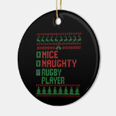 Nice Naughty Rugby Player Funny Kerstcadeau Keramisch Ornament (Links)