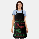 Nice Naughty Rugby Player Funny Kerstcadeau Schort (Gedragen)