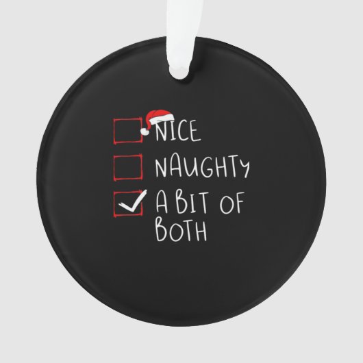 Nice Naughty Santa Hat Humor Vibe Ornament (voorkant)