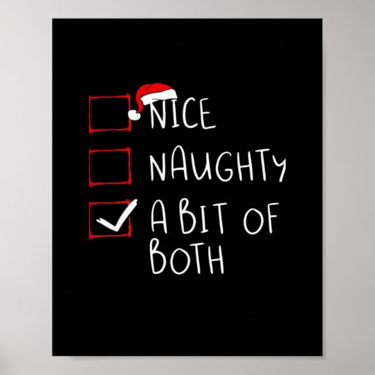 Nice Naughty Santa Hat Humor Vibe Poster (Voorkant)