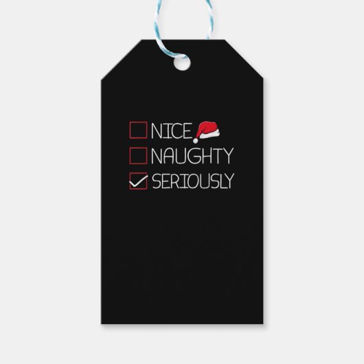 Nice Naughty Seriously Christmas Modern Style Cadeaulabel (Voorkant)