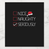 Nice Naughty Seriously Christmas Modern Style  Wijn Etiket (Enkel label)