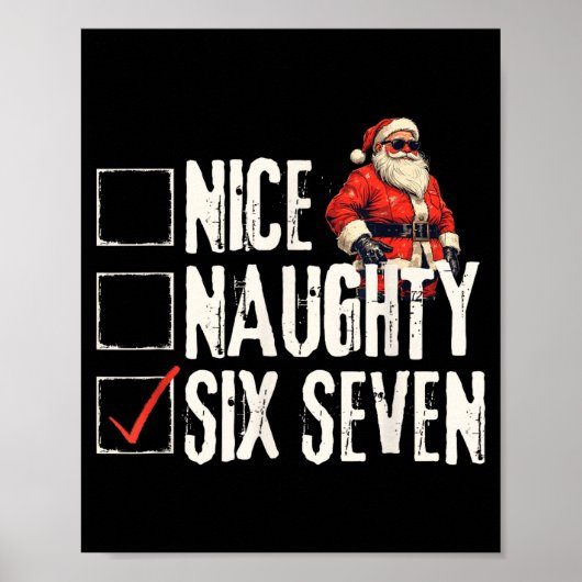 Nice Naughty Six Seven Brainrot Meme 67 Santa Funn Poster (Voorkant)