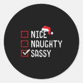 Nice Naughty Sy Christmas List Ronde Sticker (Voorkant)