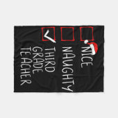 Nice Naughty Third Grade Teacher Christmas List Sa Fleece Deken (Voorkant (Horizontaal))