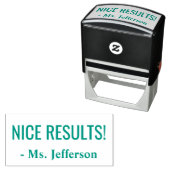 "NICE RESULTS!" Commendement Rubber Stamp Zelfinktende Stempel (In situ)