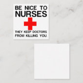 NICE TO NURSES VIERKANTE VISITEKAARTJE (Voorkant / Achterkant)