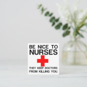 NICE TO NURSES VIERKANTE VISITEKAARTJE (Staand voorkant)