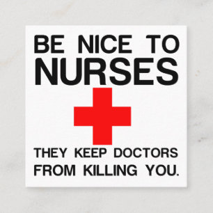 NICE TO NURSES VIERKANTE VISITEKAARTJE
