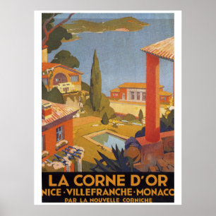 Nice Villefranche Monaco Poster vintage