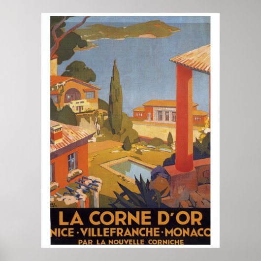 Nice Villefranche Monaco Vintage Poster (Voorkant)