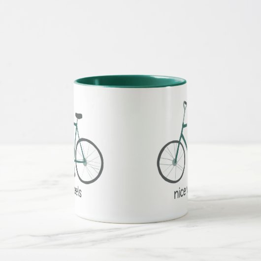 NICE WHEELS Cute Green Bicycle CUSTOM Mok (Midden)