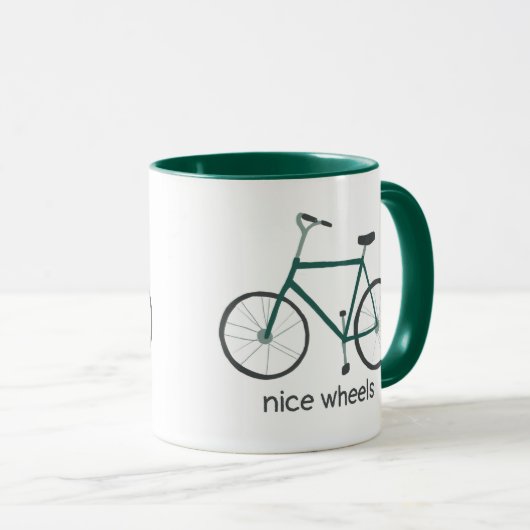 NICE WHEELS Cute Green Bicycle CUSTOM Mok (Voorkant rechts)