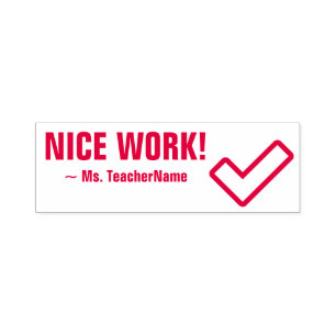 "NICE WORK!" + Eigen aanspreekwoordnaam Rubber Ste Zelfinktende Stempel