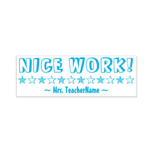 "NICE WORK!" Instructeur Feedback Rubberstempel Zelfinktende Stempel