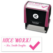 "NICE WORK!" + Tutor Name Rubber Stamp Zelfinktende Stempel (In situ)