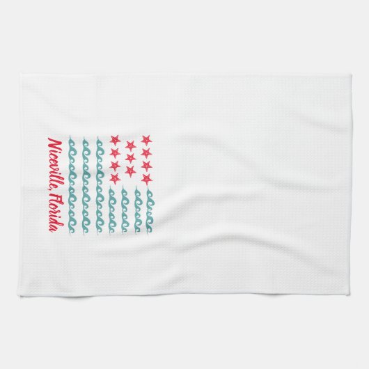 Niceville, Florida Ocean Wave Flag Kitchen Towel Theedoek (Horizontaal)