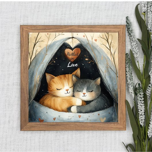Niché dans Love Kitty Cat Cuddles Poster Wall Art