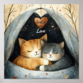 Niché dans Love Kitty Cat Cuddles Poster Wall Art (Devant)