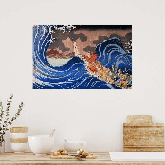 Nichiren noemt een storm in Kakuda, Kuniyoshi Poster (Keuken)