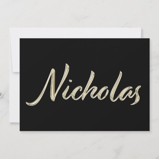 Nicholas Nom or blanc Carte calligraphiée (Devant)