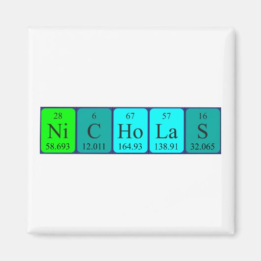 Nicholas periodieke tabelnaam magnet magneet (Voorkant)