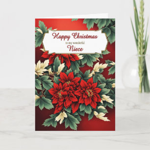 Nicht Kerstmis Poinsettias Feestdagen Kaart