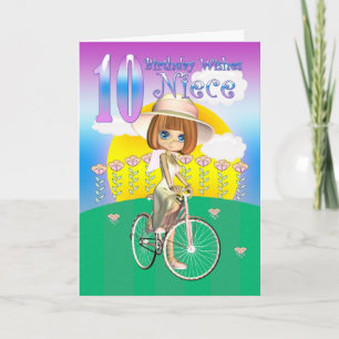 Nichtje 10e verjaardag Kaart met klein meisje op d