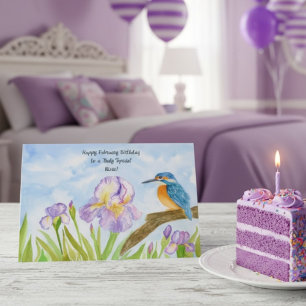 Nichtje Gefeliciteerd verjaardag februari Ijsvogel Kaart