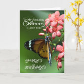 Nichtje / Gelukkige Verjaardag - Butterfly Kaart (Gele Bloem)