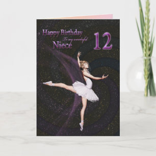 Nichtje van 12, een ballerina verjaardagskaart kaart