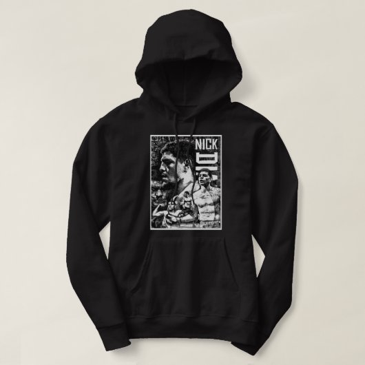 Nick Diaz Black en White Drawing Classic Hoodie (Design voorkant)