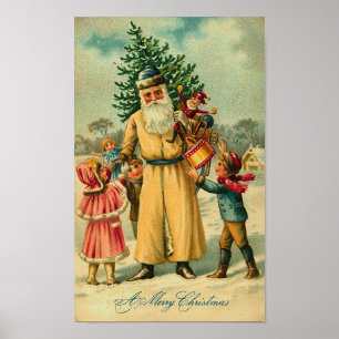 Nick en Kinderen met Kerstmis Poster