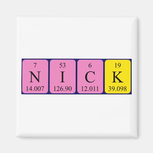 Nick periodiek table name magnet magneet (Voorkant)