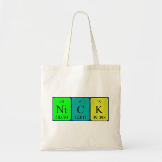 Nick periodieke lijstnaam canvas tas (Voorkant)