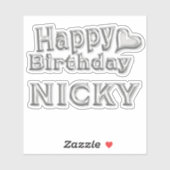 Nicky Happy Birthday silver Aufkleber Sticker (Vel)
