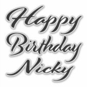 Nicky Nom Prénom Anniversaire de Black Sticker (Devant)