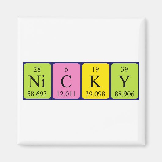 Nicky periodieke table name magnet magneet (Voorkant)