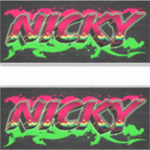 Nicky prénom nom autocollant graffiti sticker (Devant)