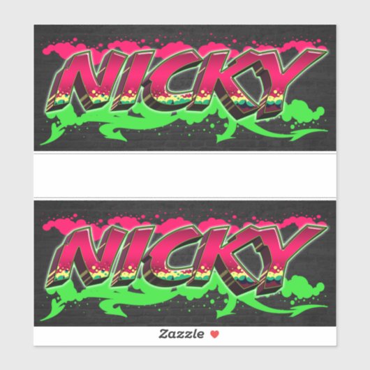 Nicky prénom nom autocollant graffiti sticker (Feuille)