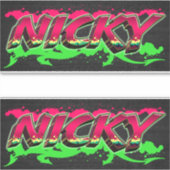 Nicky Prénom Nom Graffiti Autocollant Autocollant (Devant)