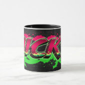 Nicky prénom nom tasse graffiti rouge vert (Centre)