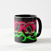 Nicky prénom nom tasse graffiti rouge vert (Devant droit)
